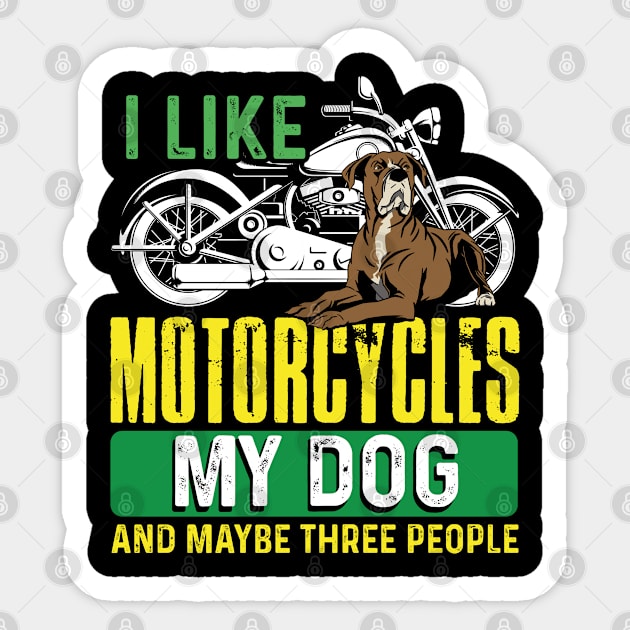 Biker  I Like Motorcycles, My Dog and Maybe 3 People Sticker by Caskara